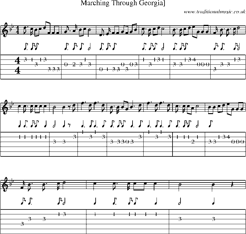 Guitar Tab and Sheet Music for Marching Through Georgia]